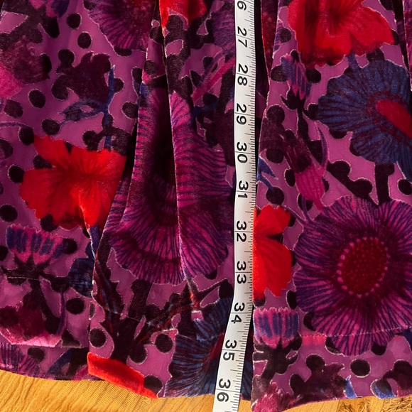 Nina Pace for Anthropologie Velvet Burnout Maxi Skirt Purple Red Floral Size S - Picture 10 of 14